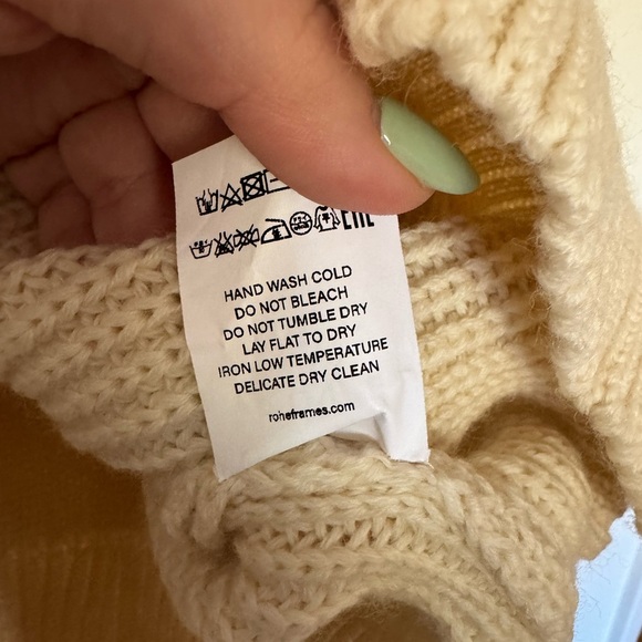 ROHE Chunky Knit Crew Neck Sweater Luxury Off White Alpaca Wool Large EU 40 EUC - Picture 8 of 8